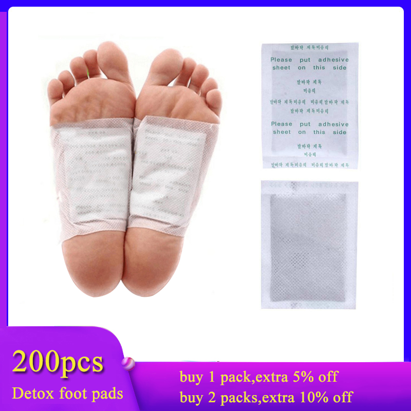 200Pcs=100 patches+100 adhesives Detox Foot Patch Body Slimming Pads Anti-Swelling Ginger Feet Patch Weight Loss Herb Toxins Pad