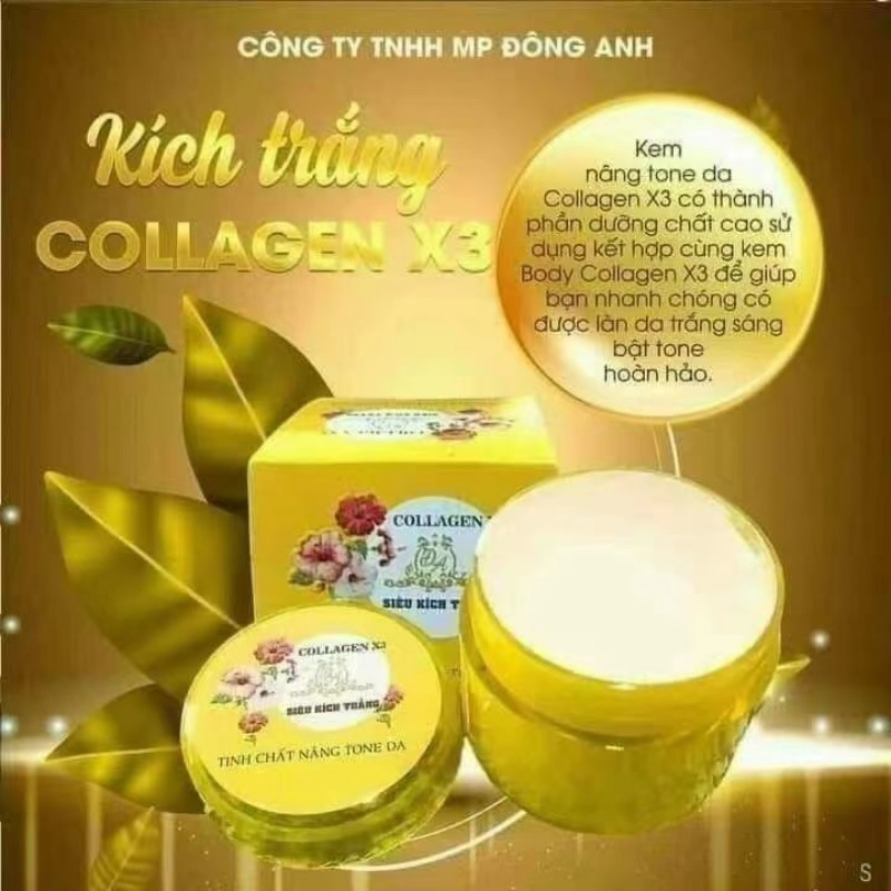Kích Trắng Collagen X3 Chính Hãng 30g, Mỹ Phẩm Đông Anh, Improves Dark Rough Skin Brightening Delicate Smooth And Bright White