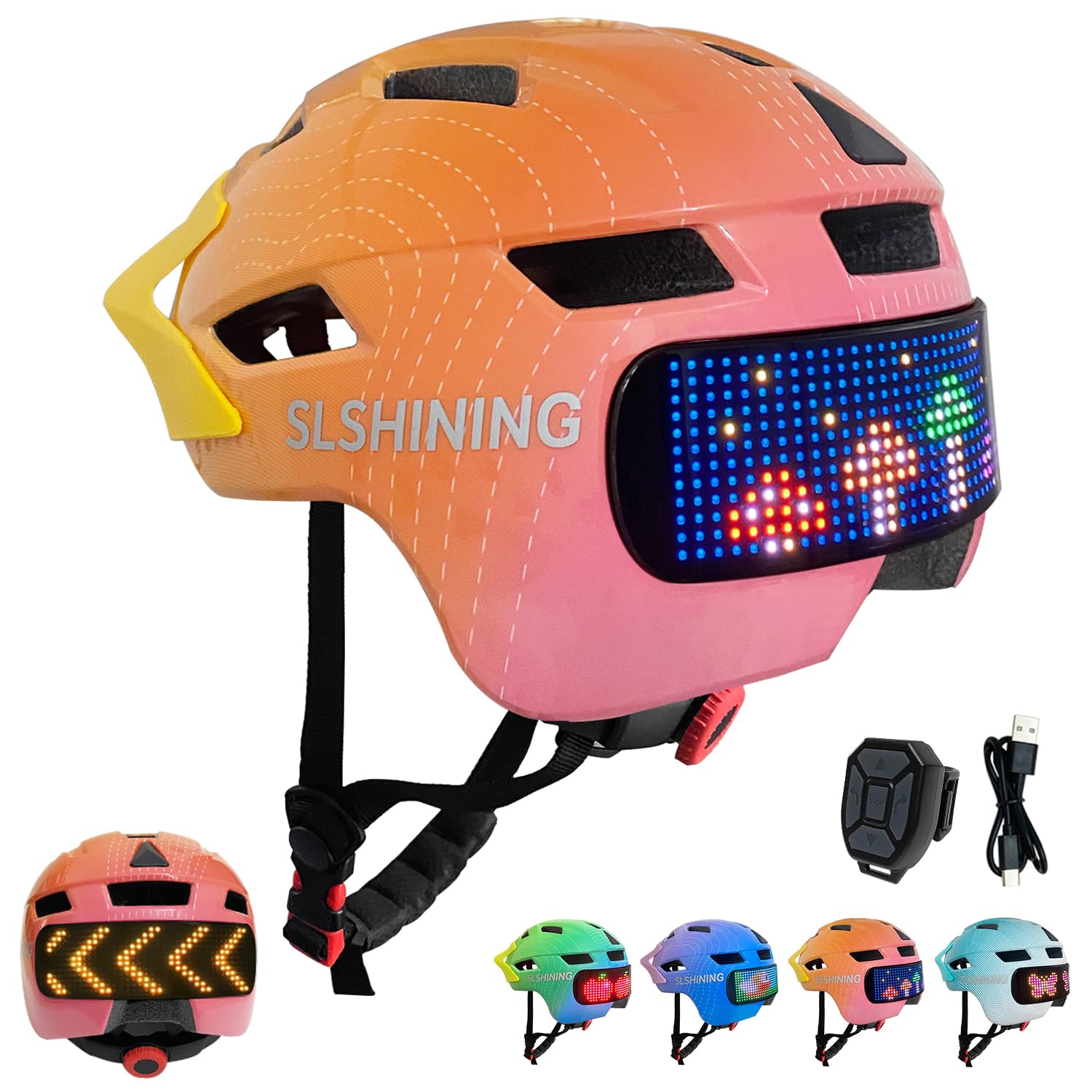 Helmet for Kids & Toddler 3-14: Adjustable Kids Bike Helmet with 64 Images LED Light for Boys Girls Kid Helmets Ages 3-14 Kid