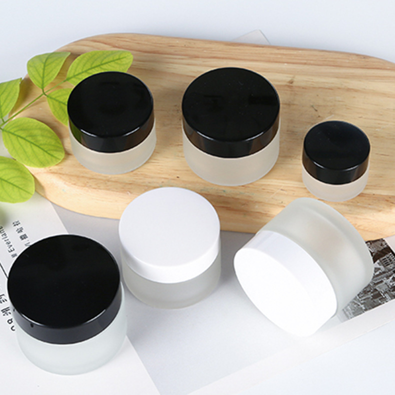 5g To 100g Frosted Glass Cream Bottles with Plastic Cap Hand Sanatizer Lip Balm Vape Liquid Containers Cosmetic Small Jars Cans
