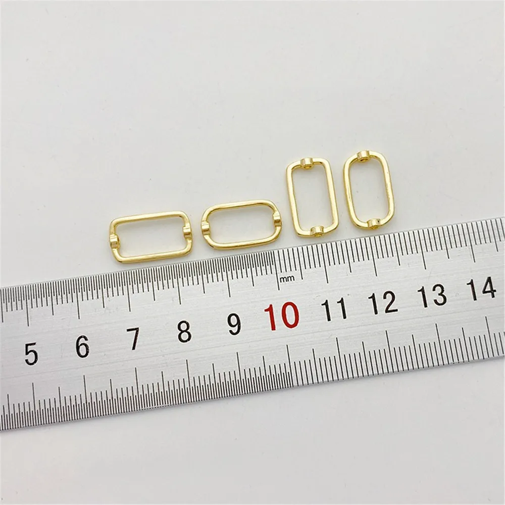 14K Gold-Color Rectangular Beaded Loop Bead Loop Handmade DIY Pearl Jewelry Beaded Bracelet Accessories Material Q025