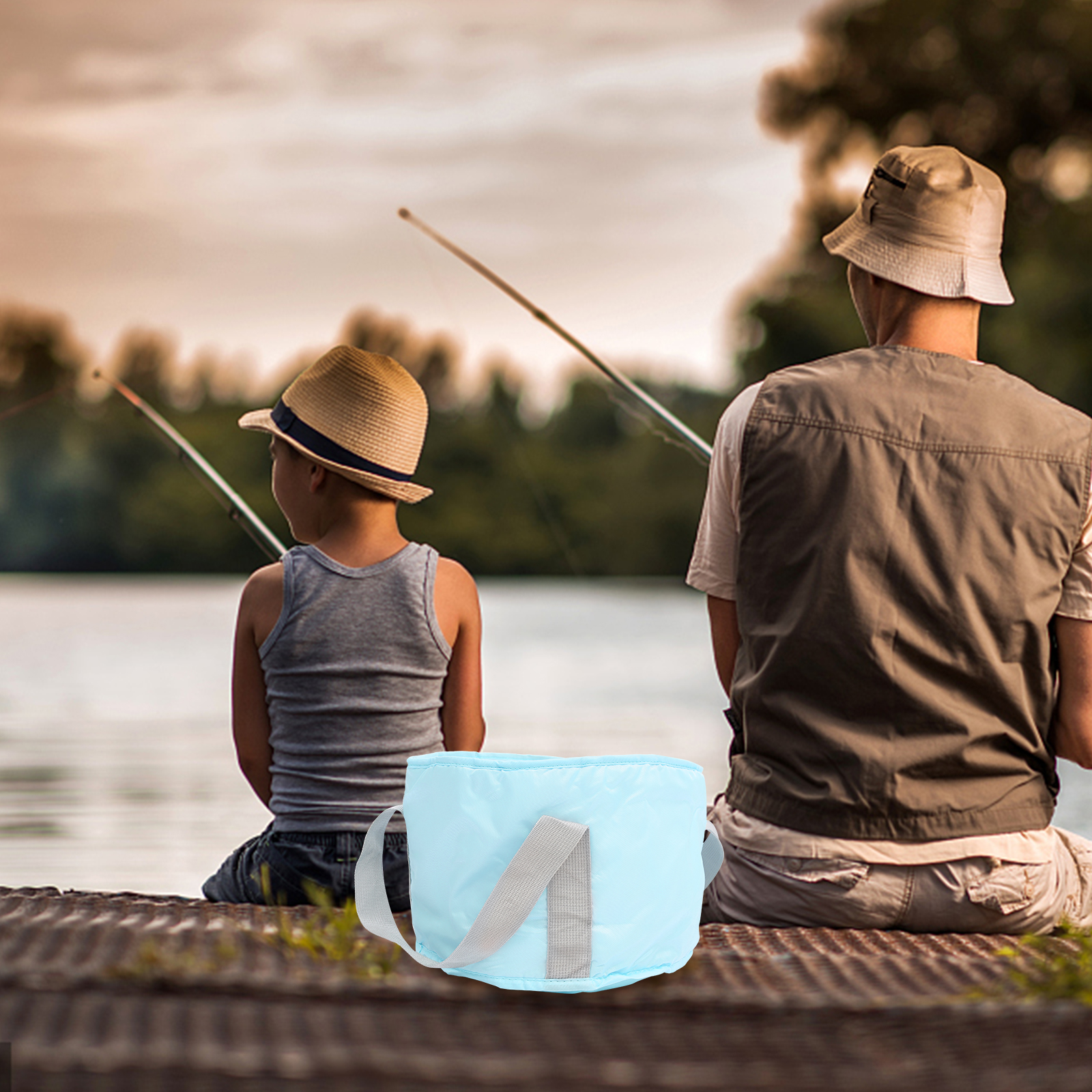 3pcs Foldable Foot Bath Soaking Bucket Deep 5 Layers Insulation Gray Travel Beach Camping BBQ Storage