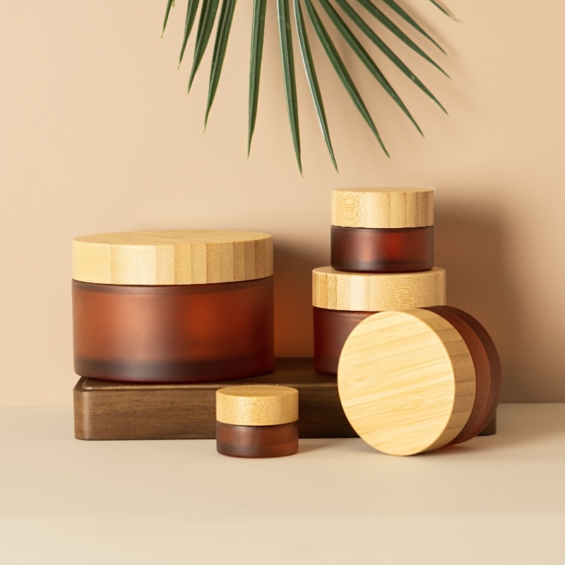 Cosmetics Cream Amber Frosted Glass uxury Custom Skin Care Cream Containers Amber Glass Jar Face Cream Cosmetic Jars With Lids