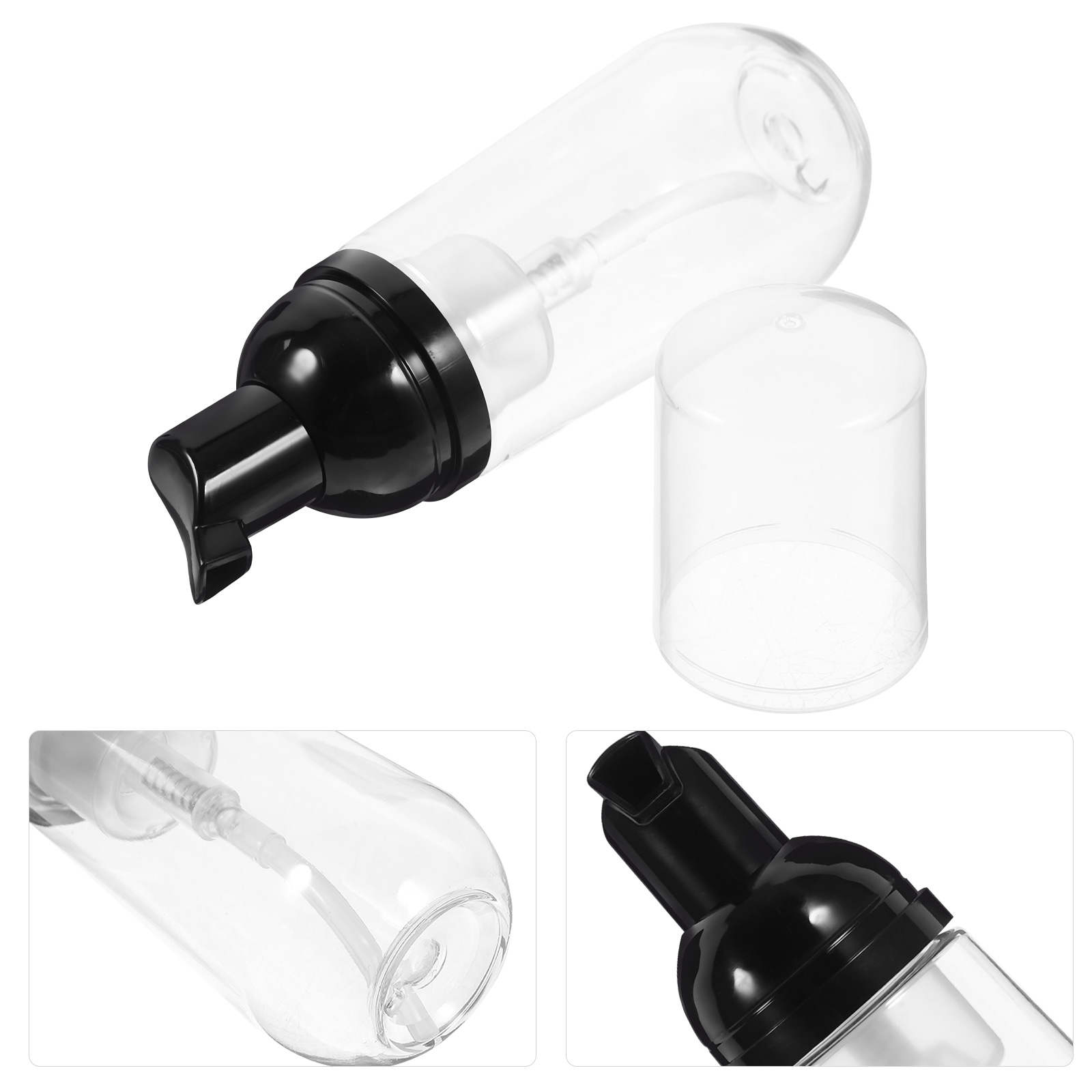 3Pcs Transparent PET Foaming Pump Bottle 60ml Portable Travel Size Refillable Foam Soap Dispenser for Cleanser Body Wash