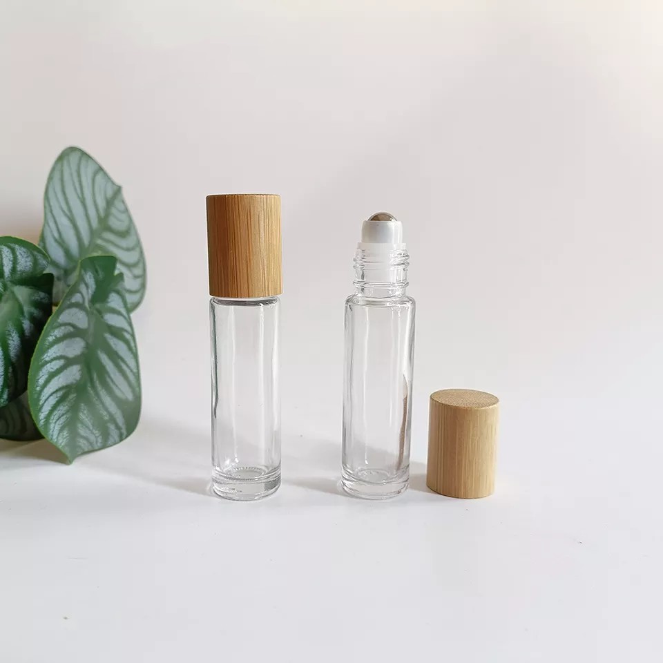 10ml Refillable Glass Essential Oil Roll on Bottle with Steel Roller Ball for Perfume Skincare Lip Oil Makeup - Travel Container