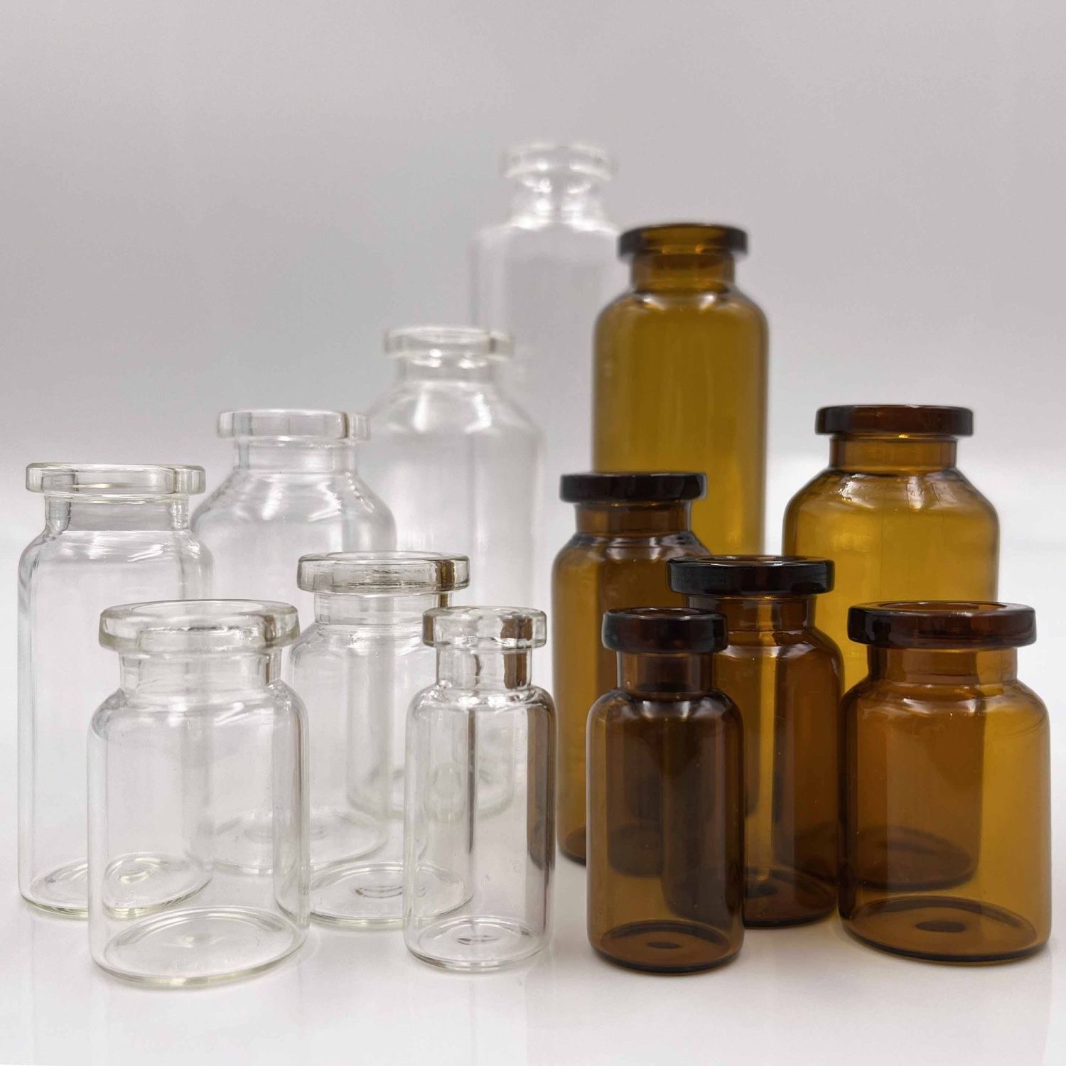 100pcs Penicillin bottle2/3/5/7/10/20/30/50ml control bottle freeze-dried powder essential oil packaging experiment glass bottle