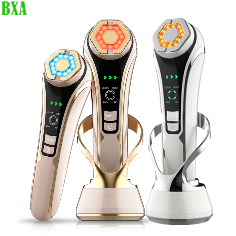 Face Skin Care EMS Facial Lifting Massager LED Photon Wrinkle Remover Hot Compress 1200Hz Vibration Anti-aging Device