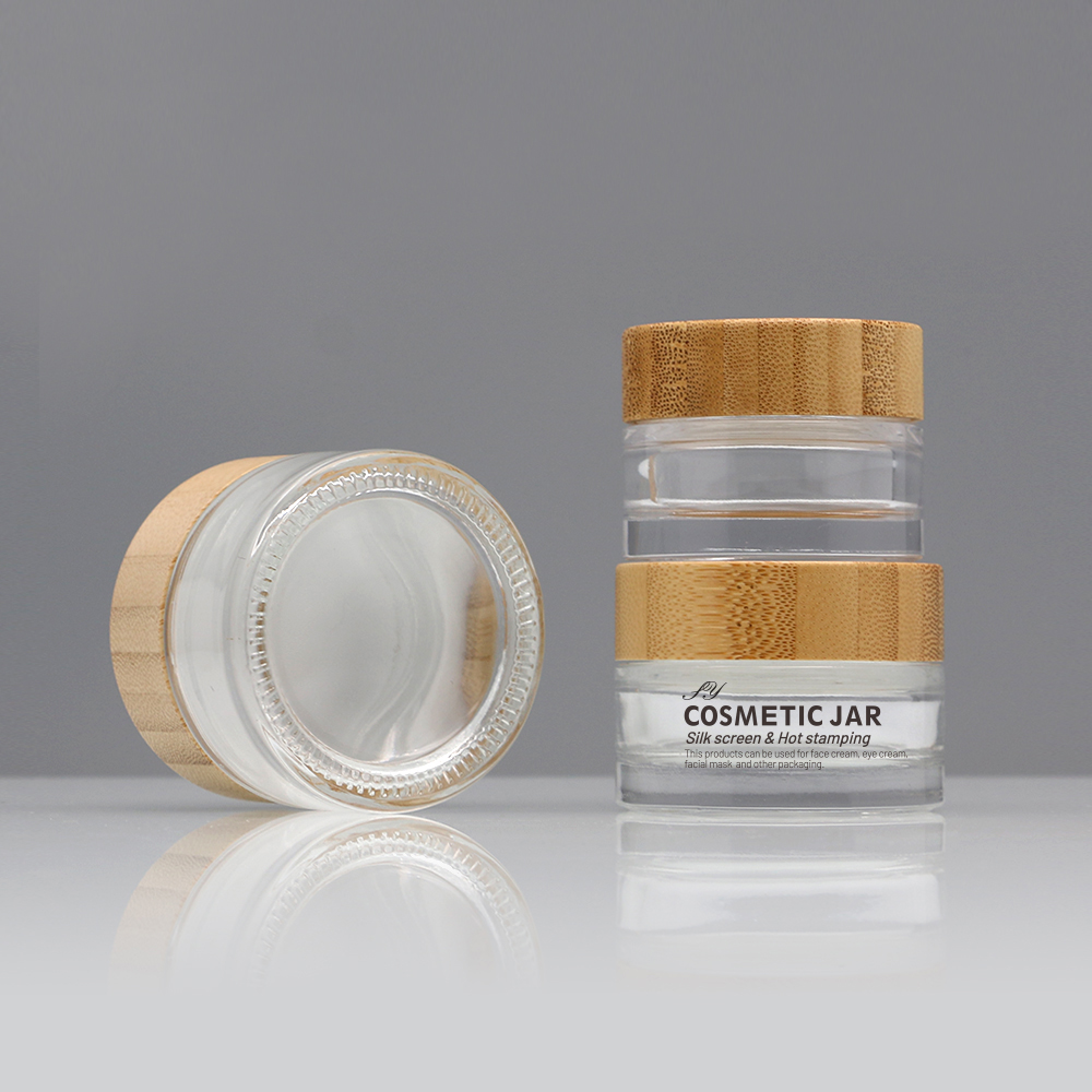 Cream Butter Glass Jars with Bamboo Lids Custom Service for Scrub Empty Bamboo Lid Glass Jar for Cream Candle Wax Powder Package