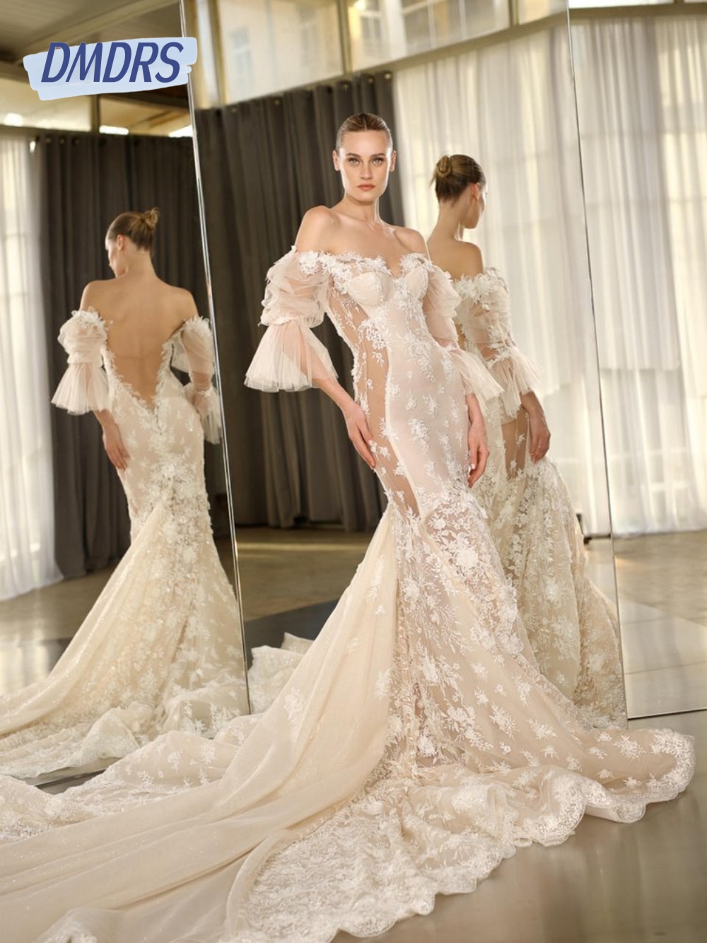 Graceful Sweet Mermaid Wedding Dress Romantic Appliques Dress Cut Out Sexy Bride Modern Customized Classy Women Bridal Gown