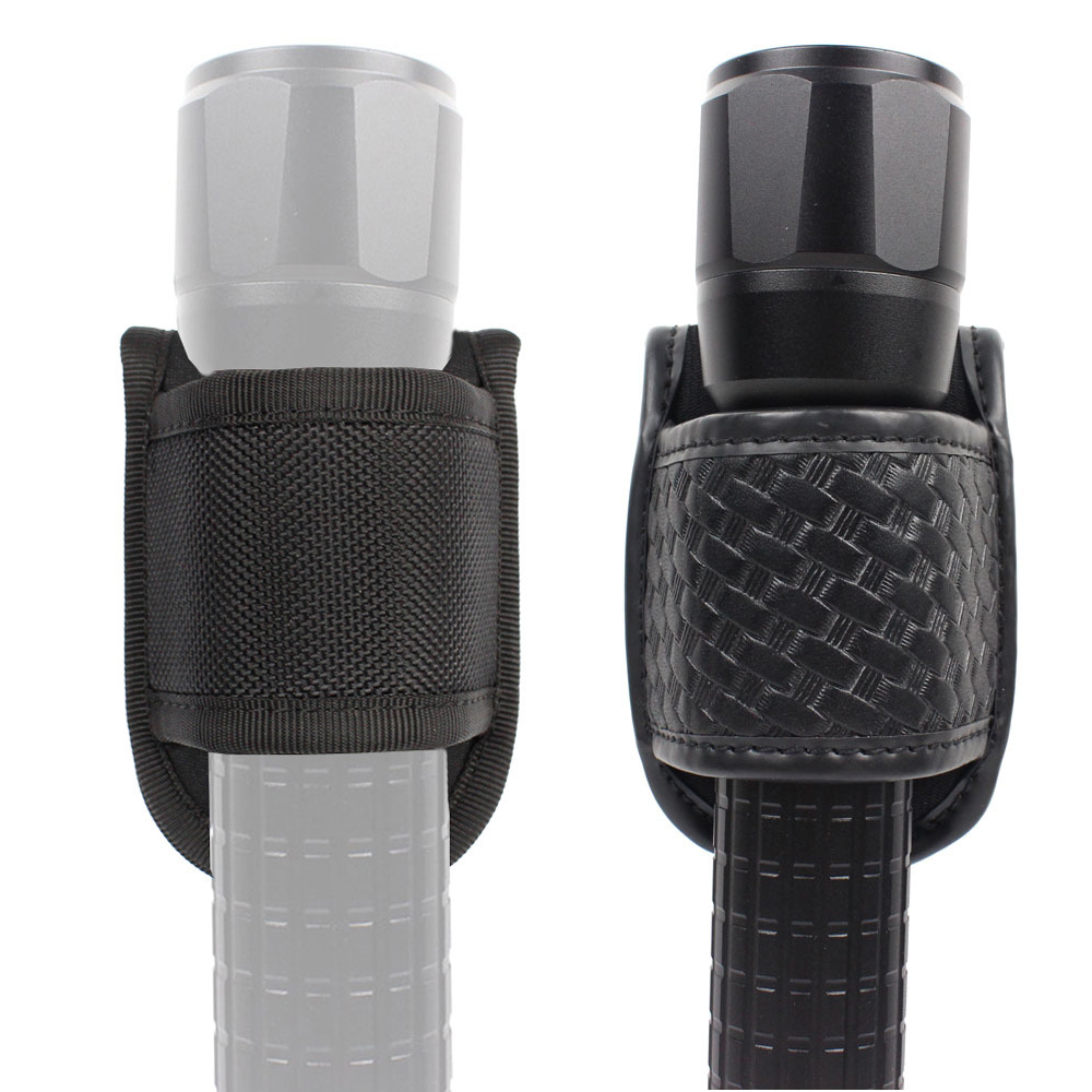 Flashlight Holder Open Top Compact Light Holder Flashlight Ring Strap Duty Belt Basketweave Flashlight D Cell Light Carrier Case