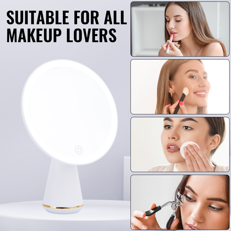 LED vanity mirror intelligent adjustable three-color light desktop fill one touch charging model Usb makeup
