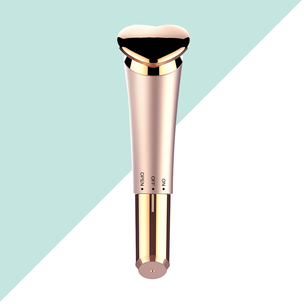 1pc Heart Shaped Face Electric Anti Aging Lifting Tool Golden Compact For All Skin Types Promote Absorption