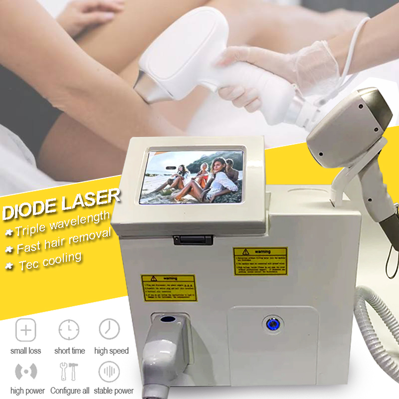 Triple Wave Ice Diode Laser Bikini Hair Removal Skin Rejuvenation 10 Bars Big Power Professional Laser Hair Removal Machine