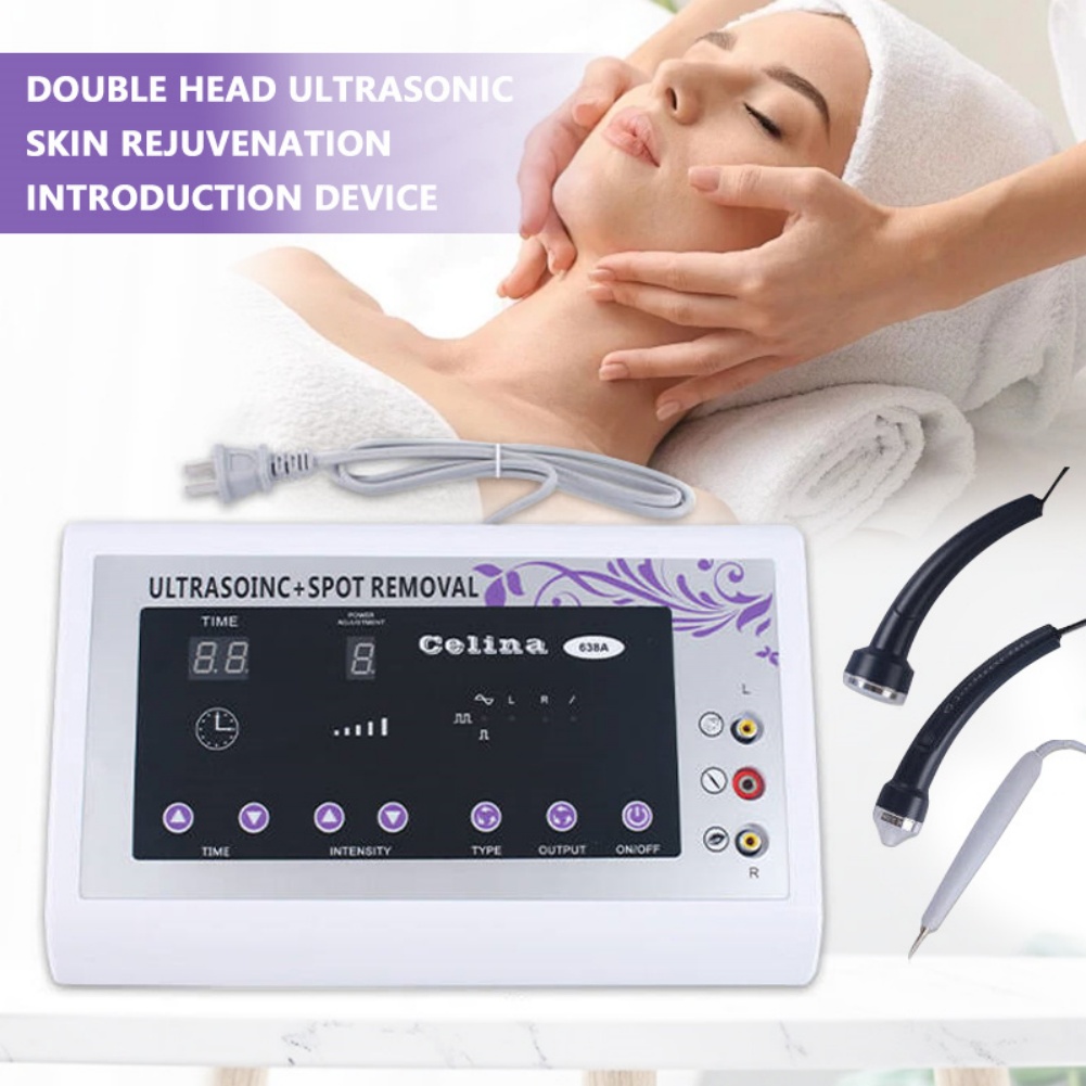 Ultrasonic Beauty Device with Face/Eye Probes & Spot Pen Anti-Wrinkle Dark Circle Spots Removal Face Massager for Home/Salon Use