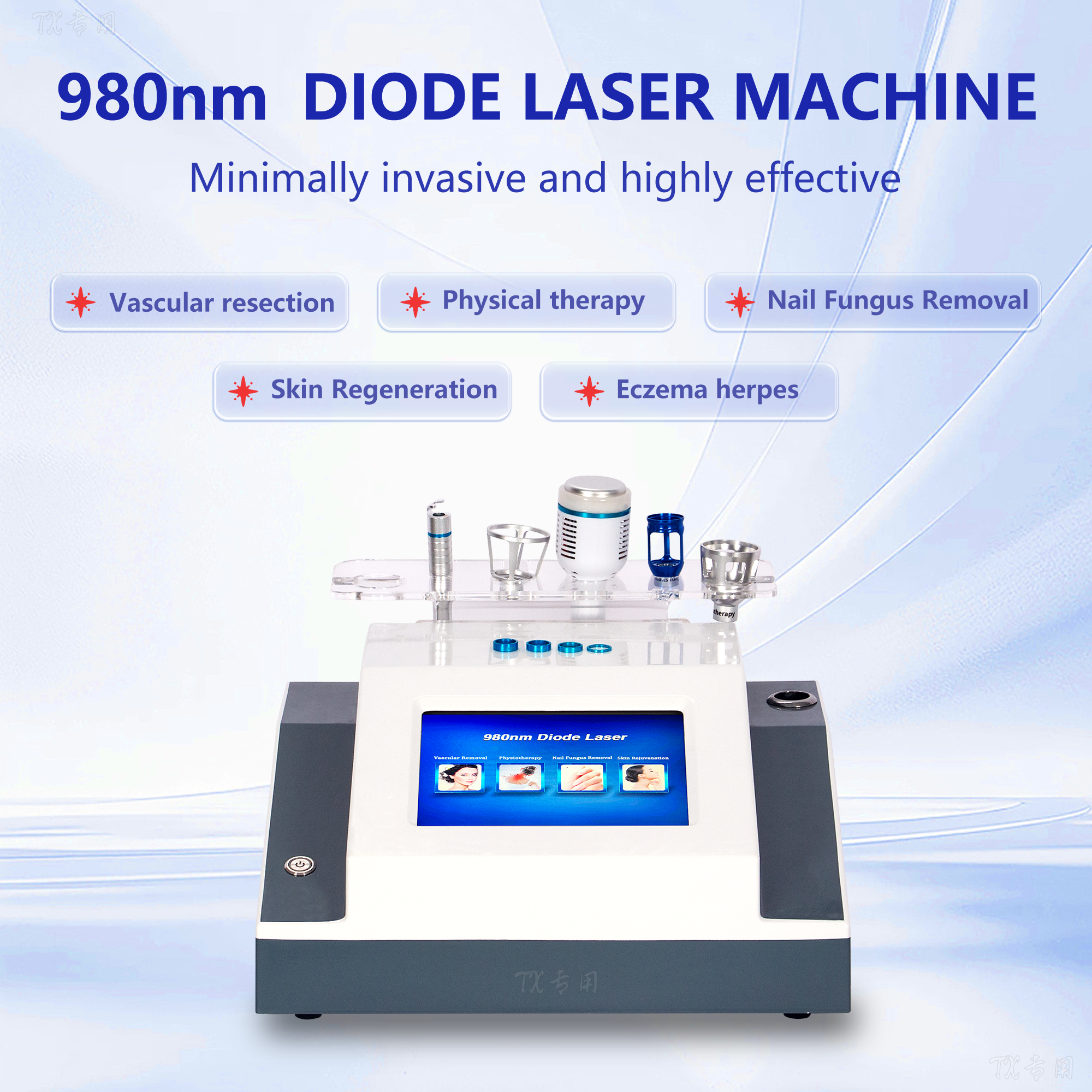 ‌2025 Pro 980nm Diode Laser Machine 5 in 1 Multi Therapy System for Vascular & Spider Veins Removal Nail Fungus Treatment.