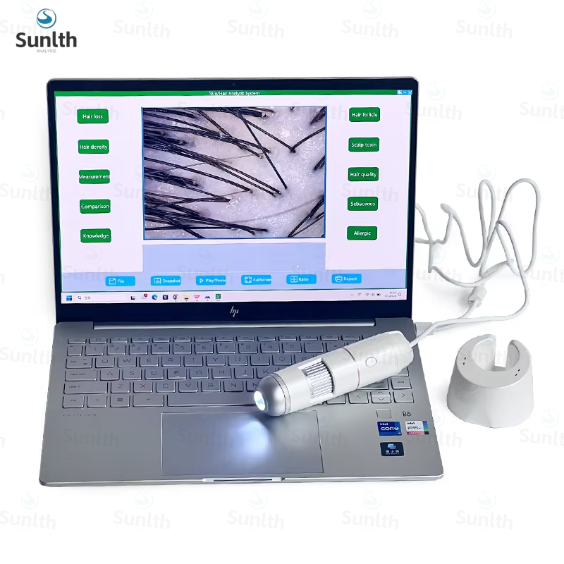 Professional Digital Microscope Electron Dermatoscope Scalp Detection Pores Magnifier Facial Skin Analyzer Machine Computer Use