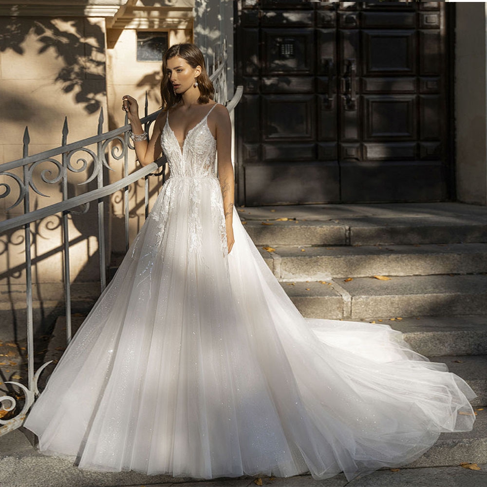 Gorgeous Strapless Wedding Dresses with Lace Ivory Sleeveless Bridal Gowns for Women 2024 Summer New Sweep Train Vestidos De