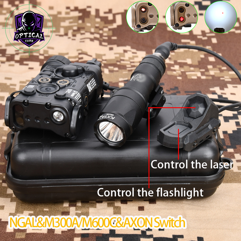 Tactical NGAL Red Dot Green/Blue Laser Sight + SF Surefir M300A M600C Scout Light Flashlight + AXON Dual Remote Control Switch
