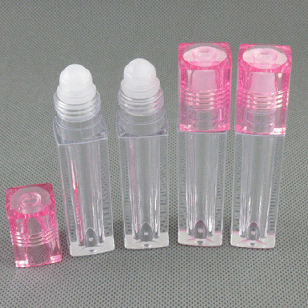 10Pcs .5ml Oil Roller Bottles Clear Plastic Lip Balm Containers Essential Oil Dispenser Traveling Lip Oil Bottles