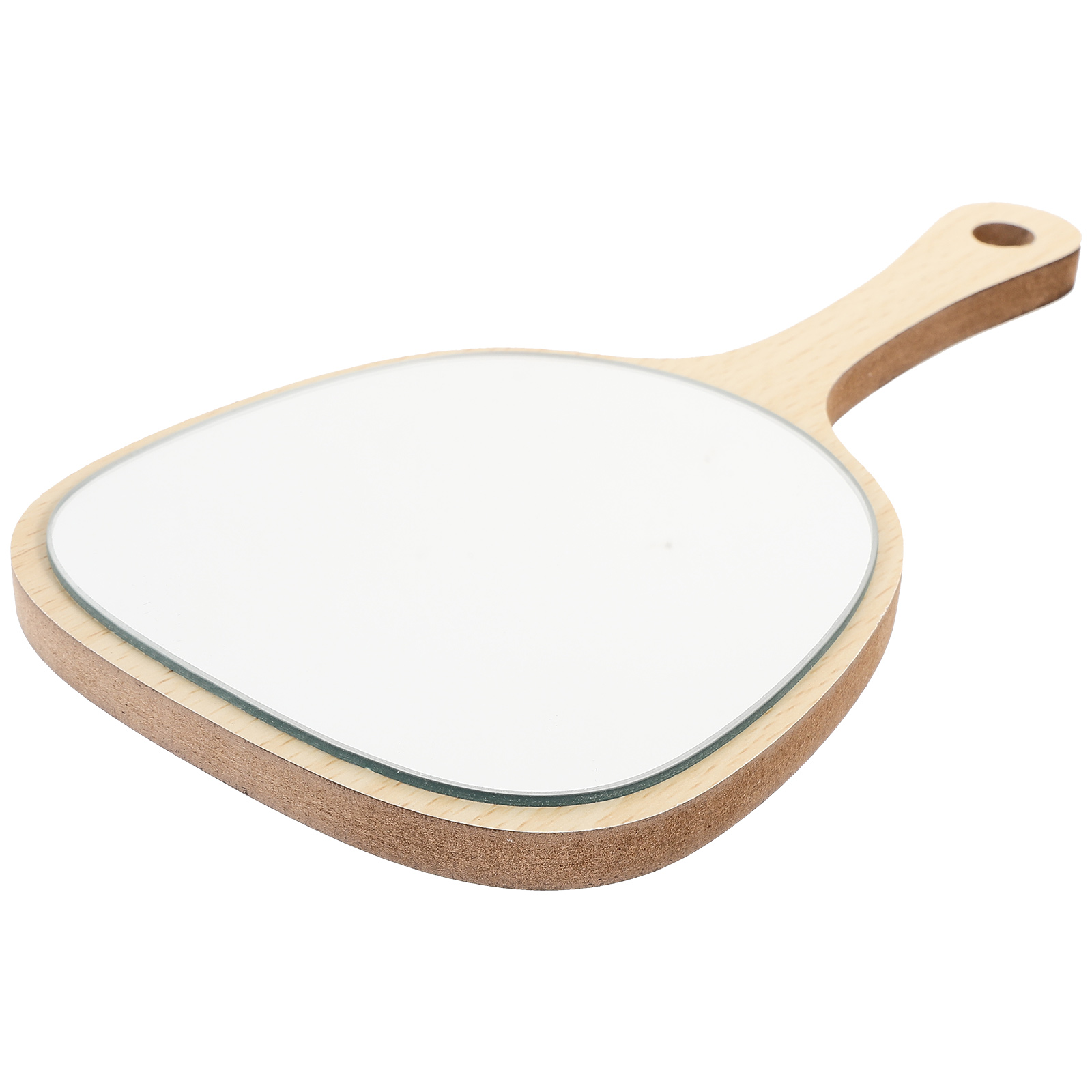 Hand Held Mirror Wall Mounted Handheld Makeup Salon Bathroom Wooden Bamboo Travel