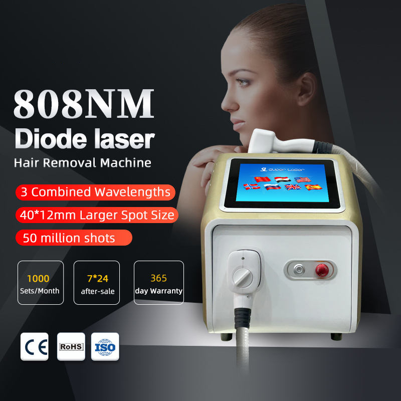 Portable SHR Stack Laser Diode Hair Removal Machine Ice Cooling Painless Epilation Trio Wavelength 755 810 1064 Beauty Device