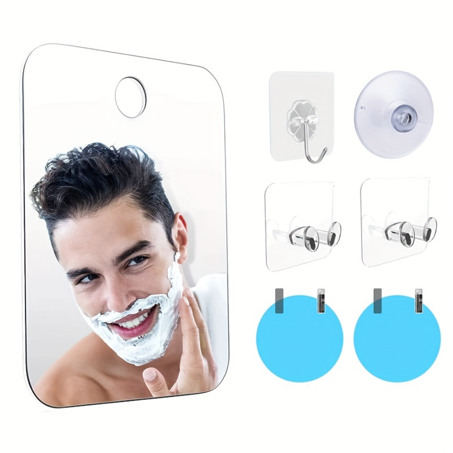 Portable Anti-Fog Shower Mirror - Unbreakable Traveling Shaving Mirror for Shower, Makeup, and Shaving - Frameless Wall Hanging