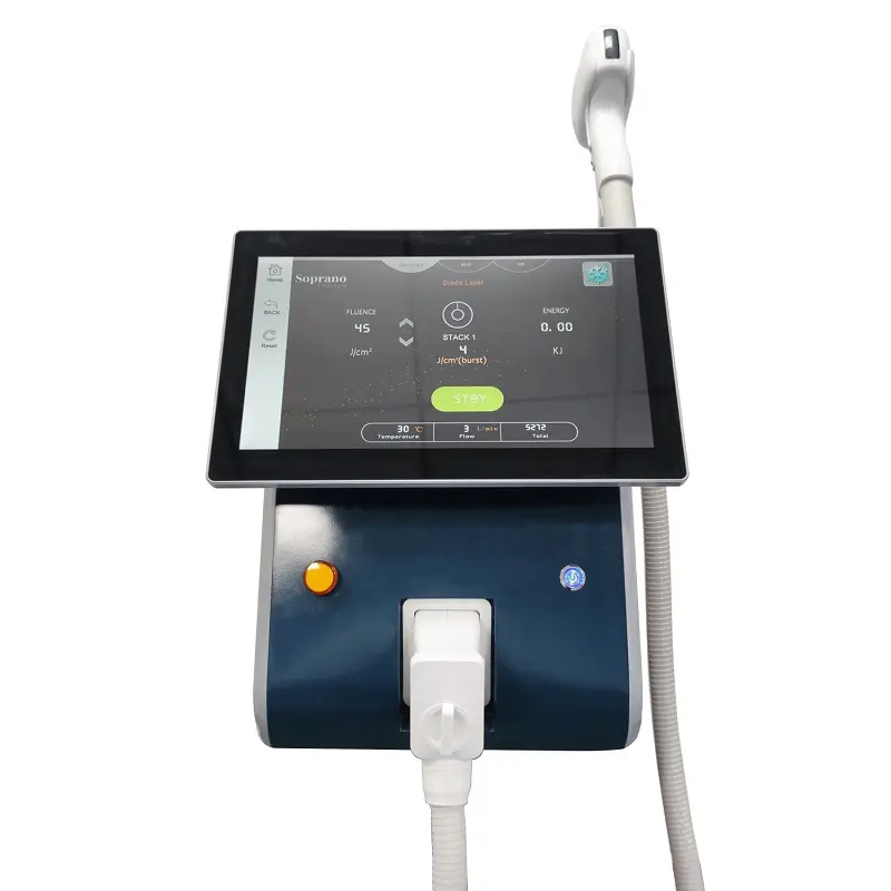 Diode Laser Hair Removal Machine Ice Cooling Painless Depilation 755/808/1064 Triple Wavelength Suitable for All Hair Skin Types