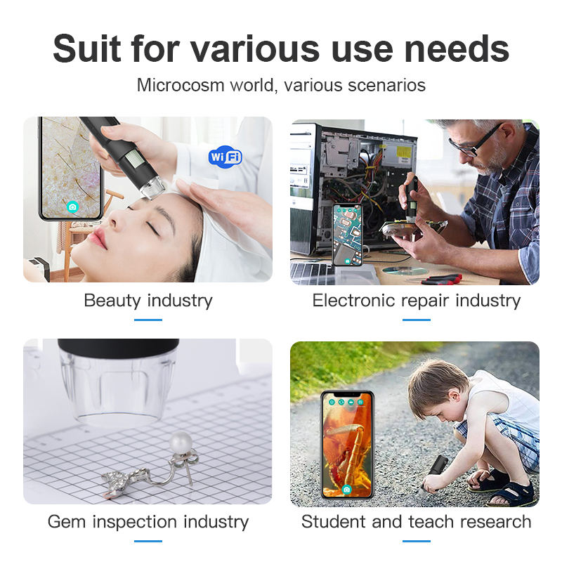 Microscope 1600X Handheld Portable LED Digital Microscope USB Interface Electron Microscopes Hair Scalp Skin Detector Analyzer