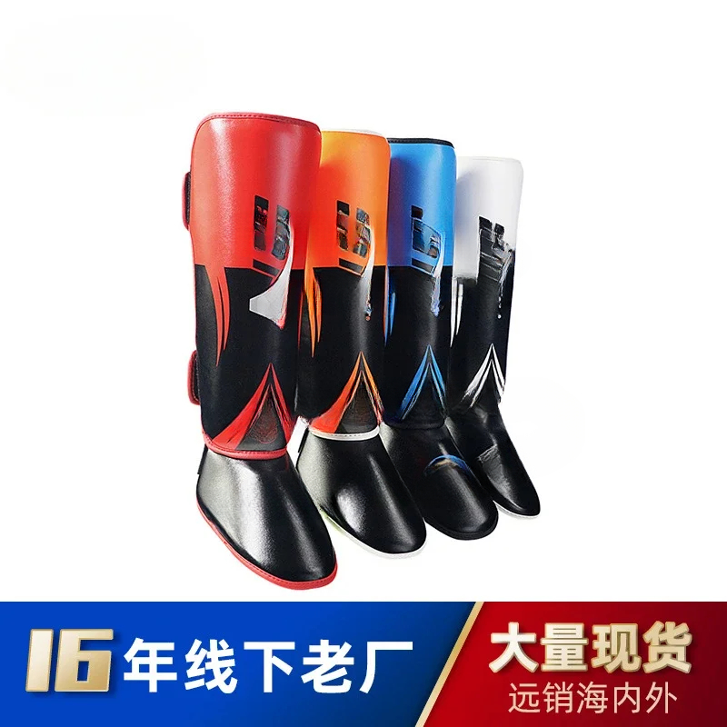 Muay Thai leg guards Sanda with instep and shin guards Adult boxing training Thickened fighting protective gear Taekwondo