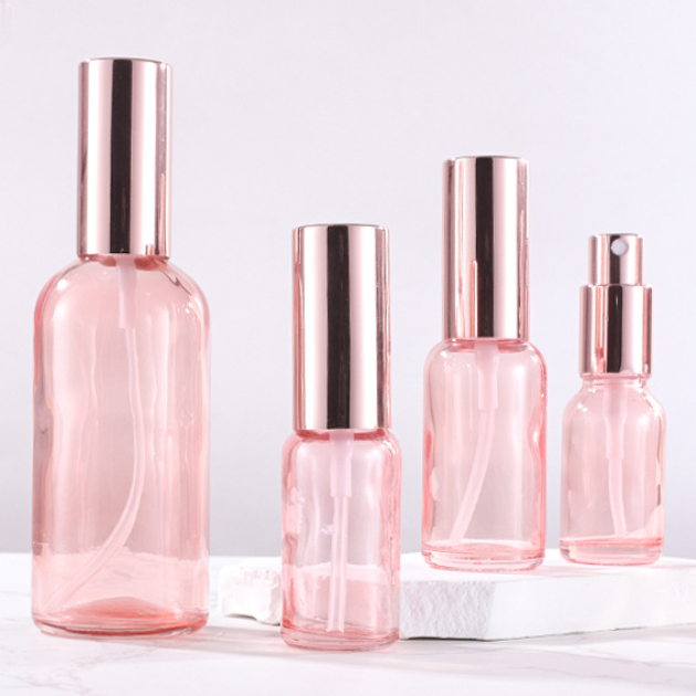 Etc pink Perfume Essential Oil Spray Glass Bottle Round Cap Bottle Glass Dropper Bottle With Glass Pipette forEssential Oil Hair