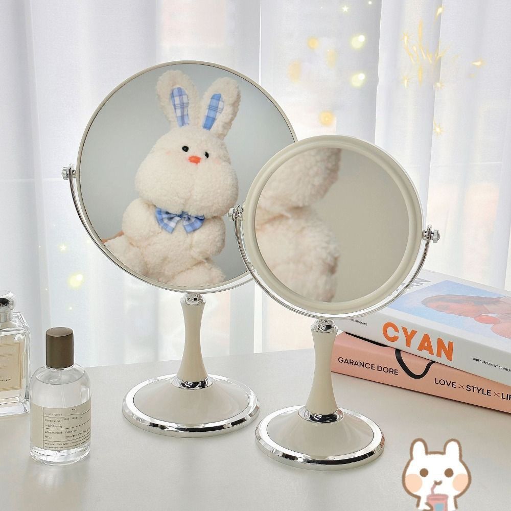 360 Rotating Double-sided Makeup Mirror European Style Light Luxury Vanity Mirror Simple Home Decoration Desktop Standing Mirror