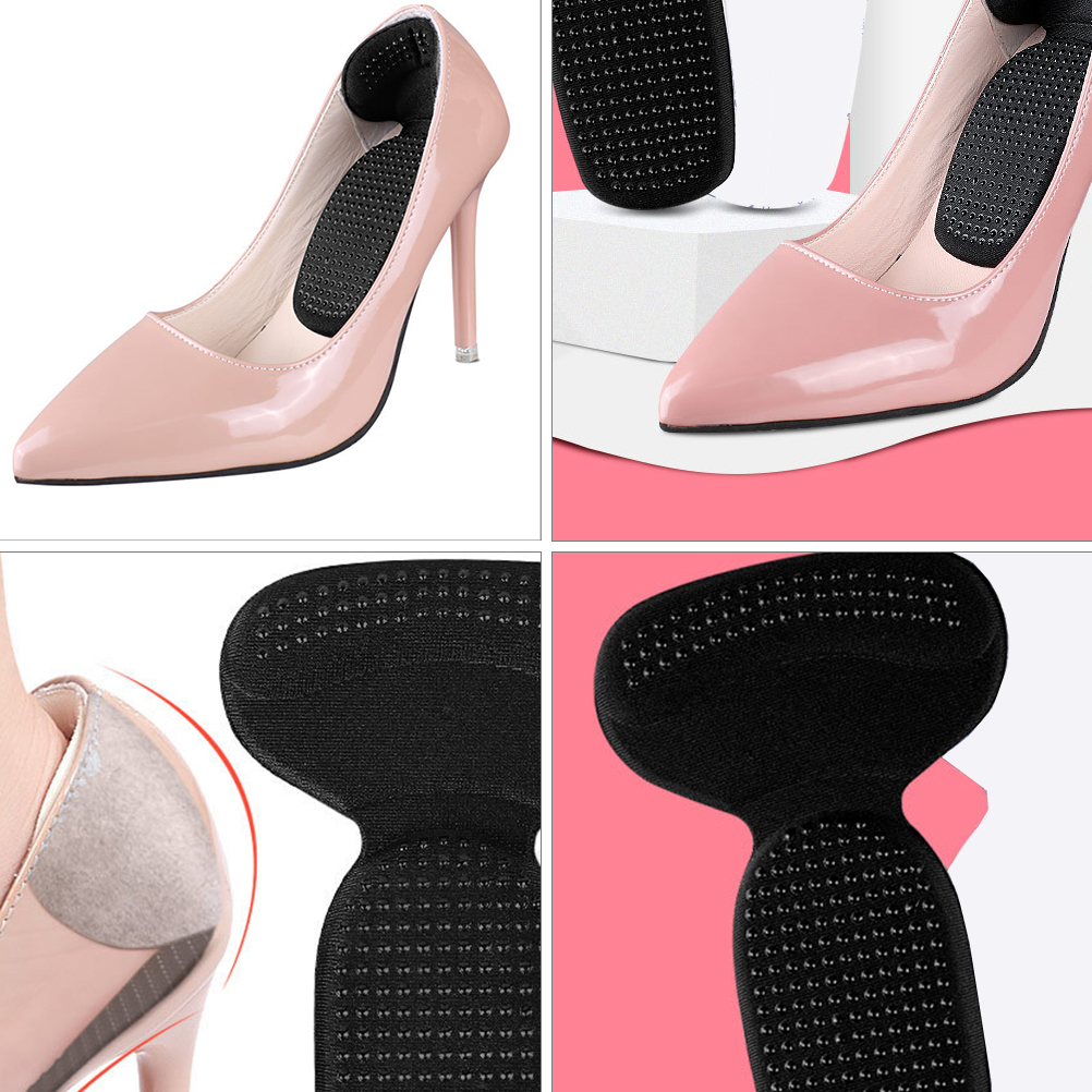 High Heel Pads Self-adhesive Black Polyester Sponge Sweat-absorbent Skid-resistant Heel Guards Stickers for Shoes Insoles Foot