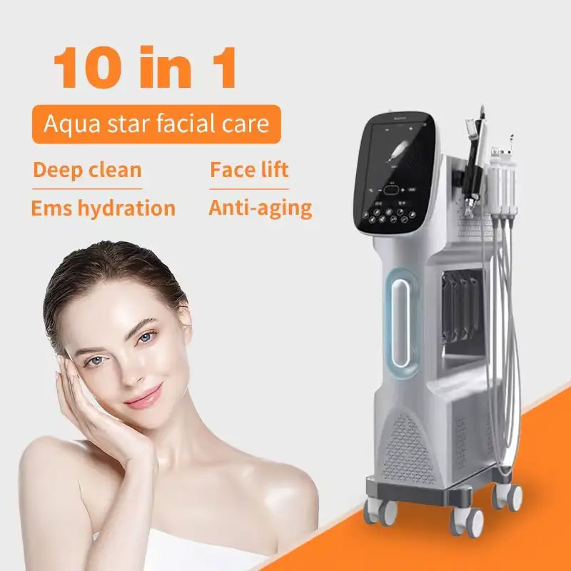 Aqua Star 9 in 1 Hydro Facial Machine Water Peeling Deep Cleansing Face Lifting Anti-Aging Professional Beauty Spa Equipment