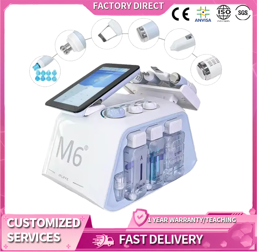 6 In 1 Facial Hydra Eater Oxygen Micro Diamond Dermabrasion Hydrofacials Deep Cleaning Face Beauty Machine
