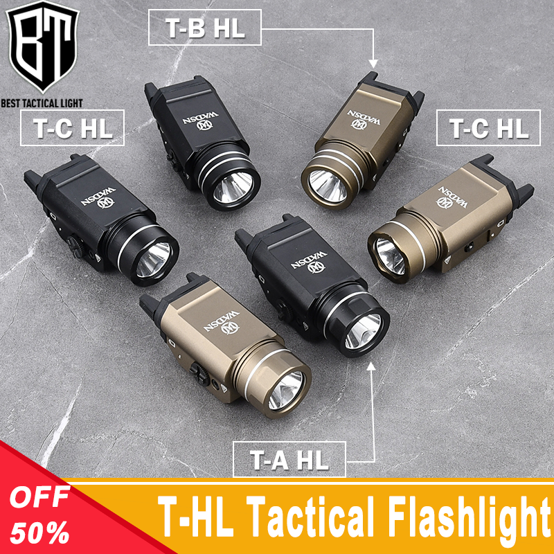 WADSN Metal T-HL ABC Hanging Tactical Flashlight Hight Power 800lumens White Strobe Light Fit 20MM Rail Hunting Weapon Accessory