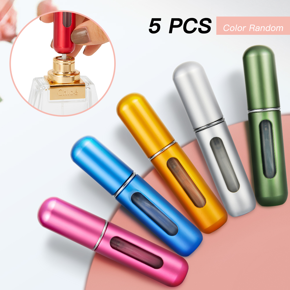 5 Pcs Perfume Bottle Portable Refillable Perfume Bottle with Spray Cosmetic Containers Atomizer for Travel Random color