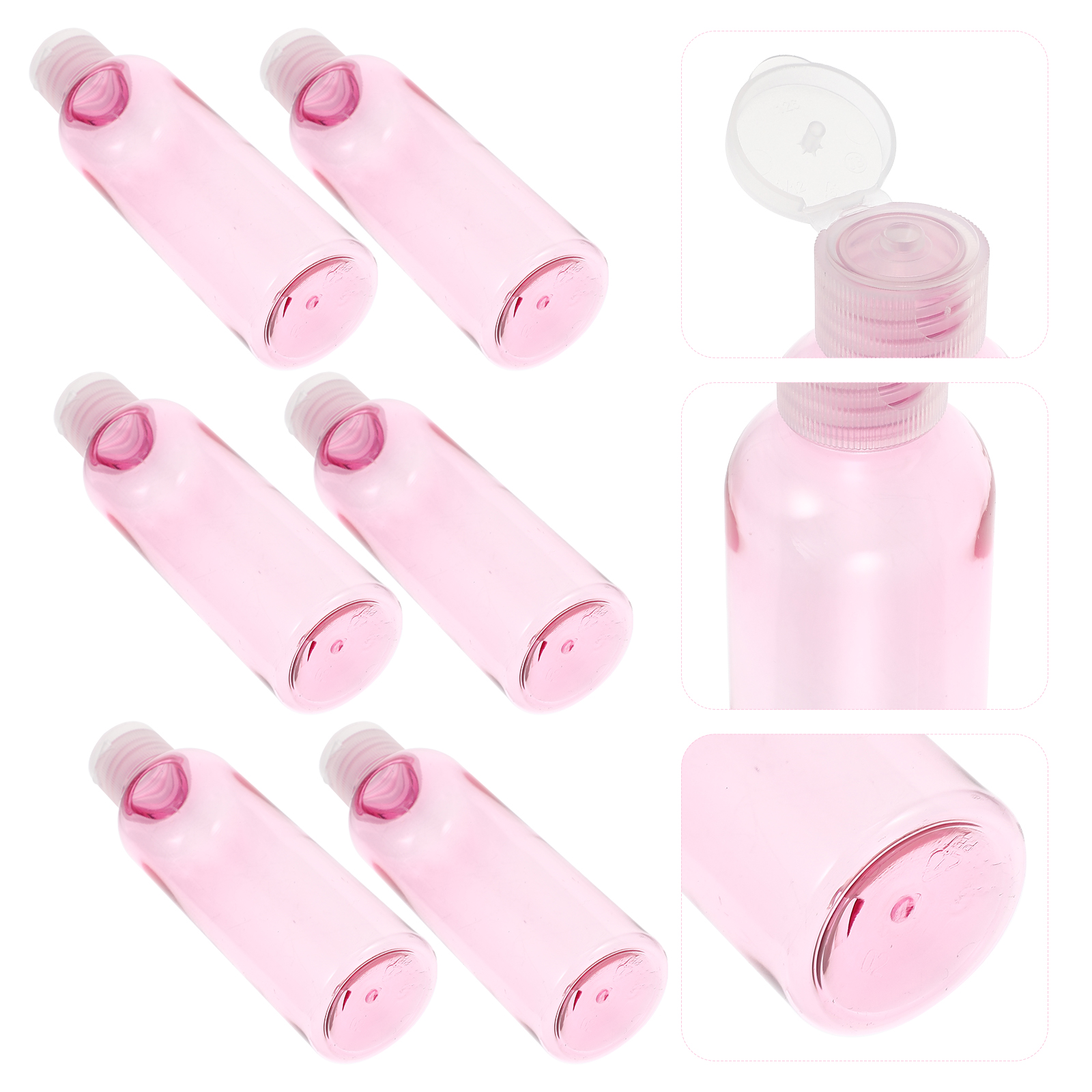 6PCS Cap Bottles Round Shoulder Empty Refillable Multiuse Portable Travel Cosmetics Toiletries Sub Bottles Simple Design