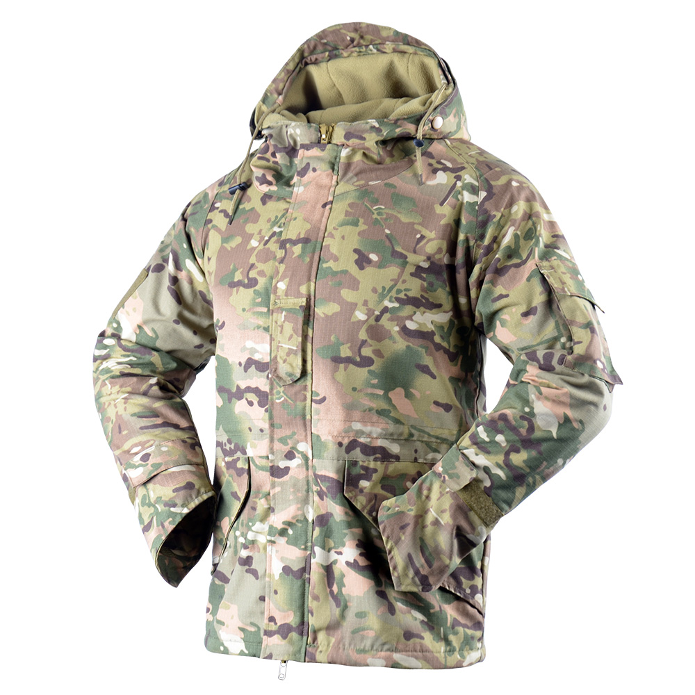 Windproof Wool Jacket, Outdoor Tactical Hooded Cotton Jacket, CS Equipment, Autumn and Winter
