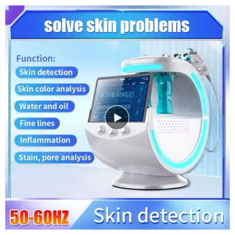 Professional Ice Blue Hydrofacial Machine 7-in-1 Hydra Dermabrasion Skin Analysis Multi-function Facial Care Device