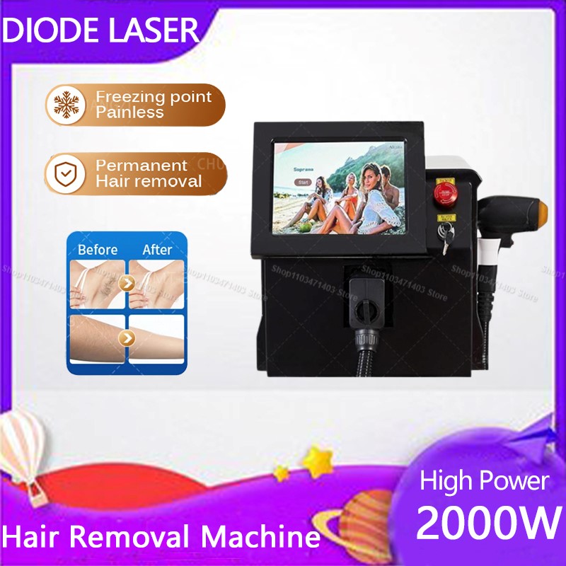 Diode Laser Hair Removal Machine for Face and Body Freezing Point Painless Laser Permanent Hair Remover 755nm 808nm 1064nm