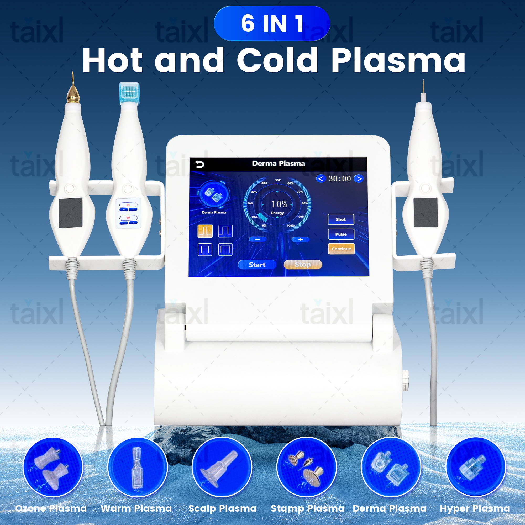 2025 Newest 6 in 1 Hot and Cold Plasma Machine Hyper Fibroblast Plasma Jet Plasma Machine for Removal Spots Wrinkles Face Llift.