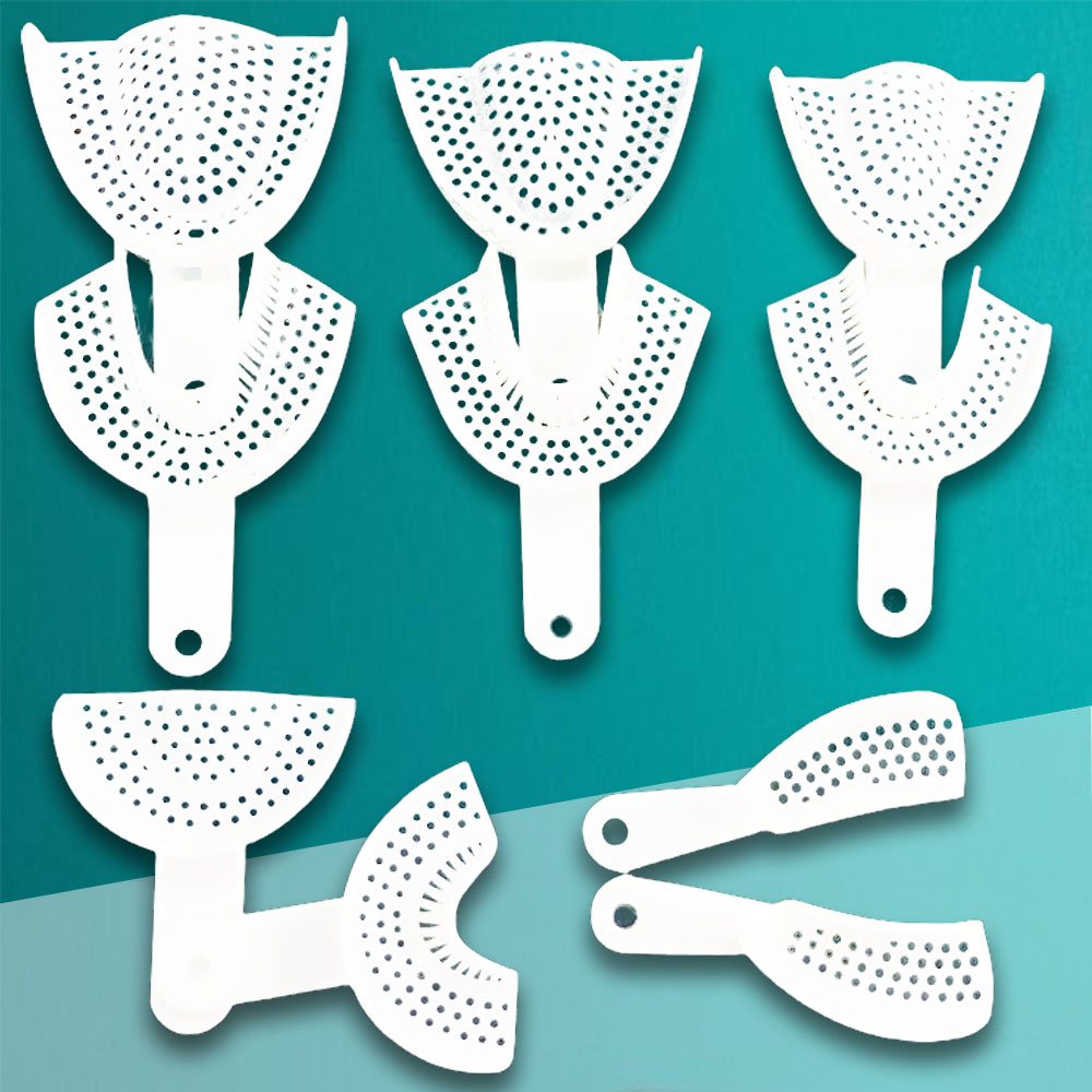 Dental Impression Tray Transparent Teeth Mold Holder Compatible with Alginate Silicone for Orthodontic Lab Use