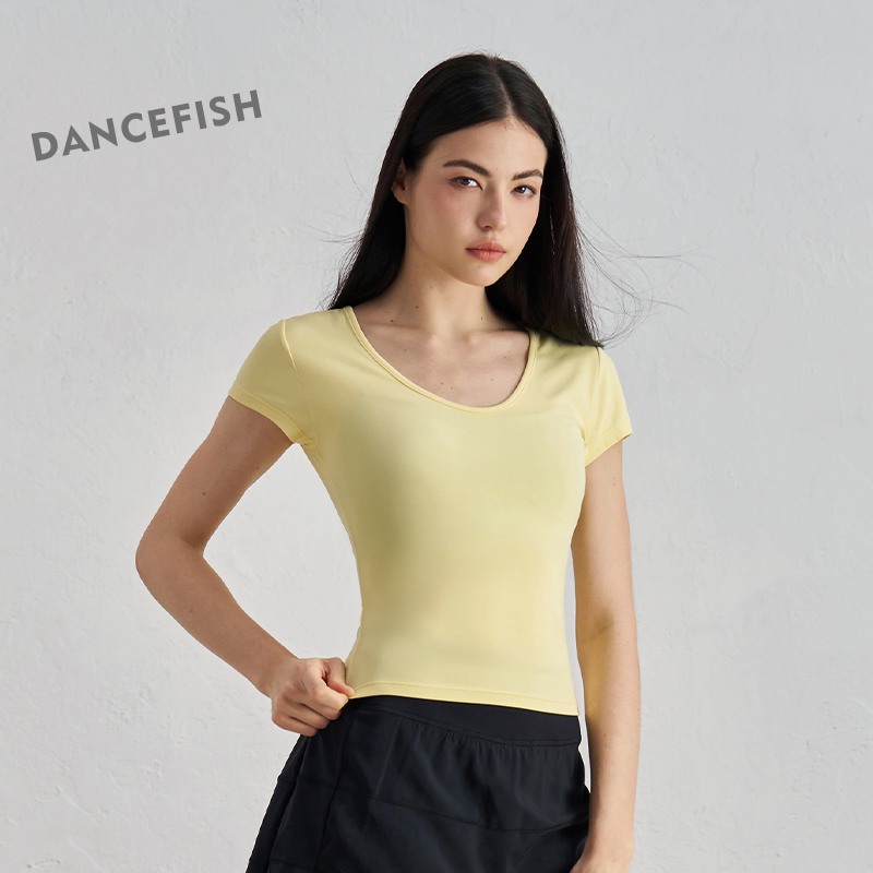 DANCEFISH Outdoor Sports Short Sleeve Tight High Elastic Yoga Top Running High Sense Fitness Wear