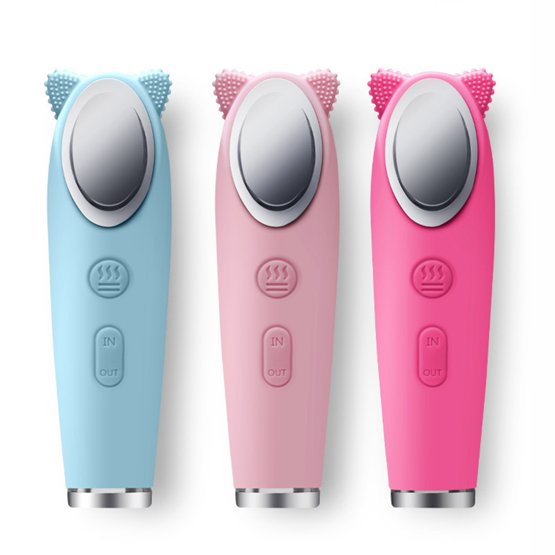 Electric Facial Cleansing Brush Silicone with Heated Massage Function Beauty Device