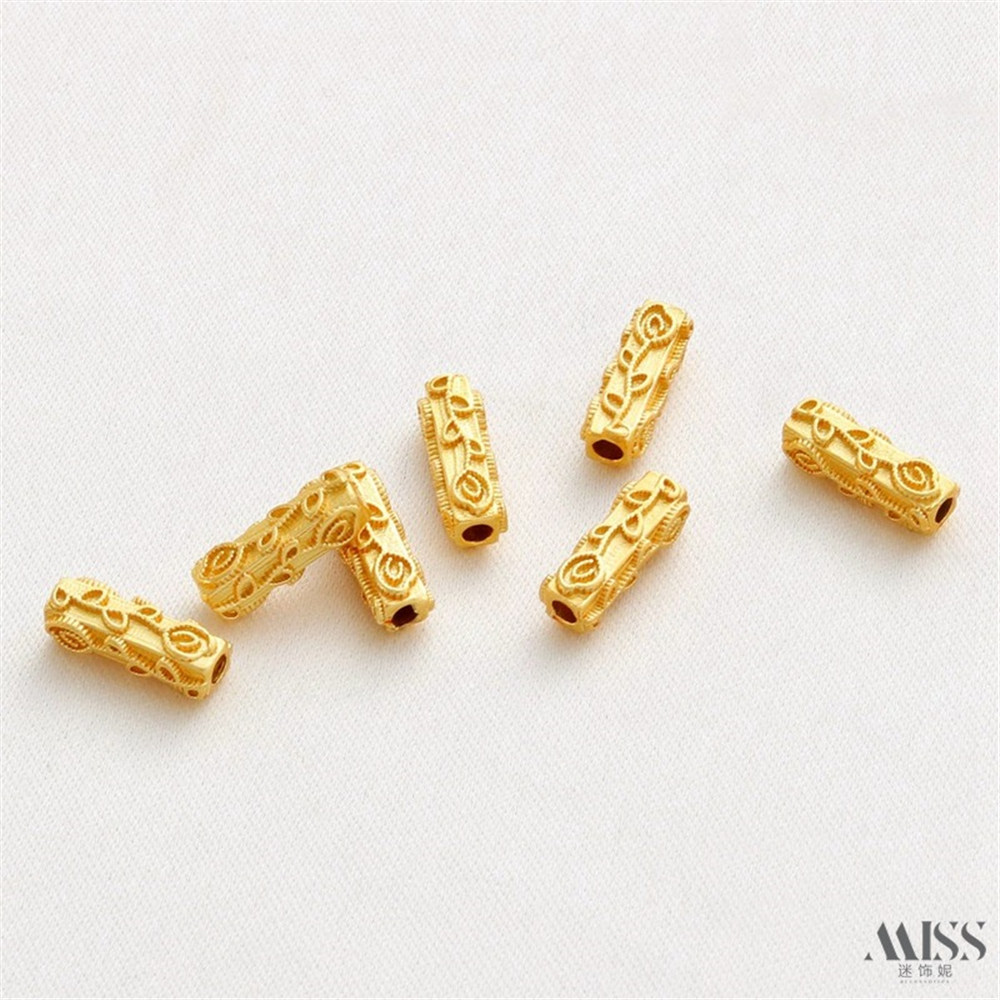 Ancient Gold Matte Gold Color Branches and Leaves Buds Rectangular Bucket Beads Diy Bracelet Necklace Beaded Jewelry Accessories