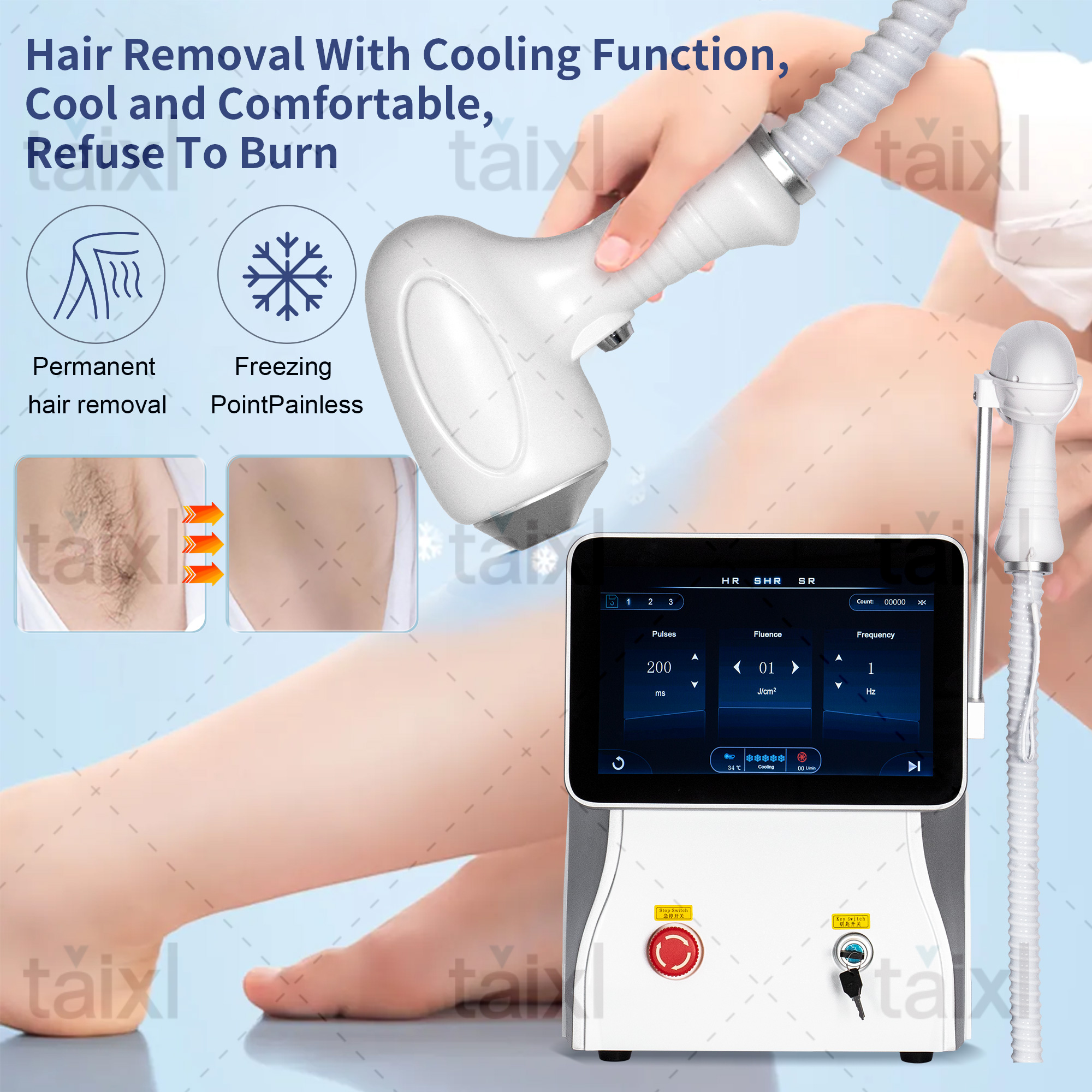 3000W Powerful Laser Diode Hair Removal Professional Alexandrit Tri Wave 808 755 1064 White Ice Titanium Laser Epilator 2025