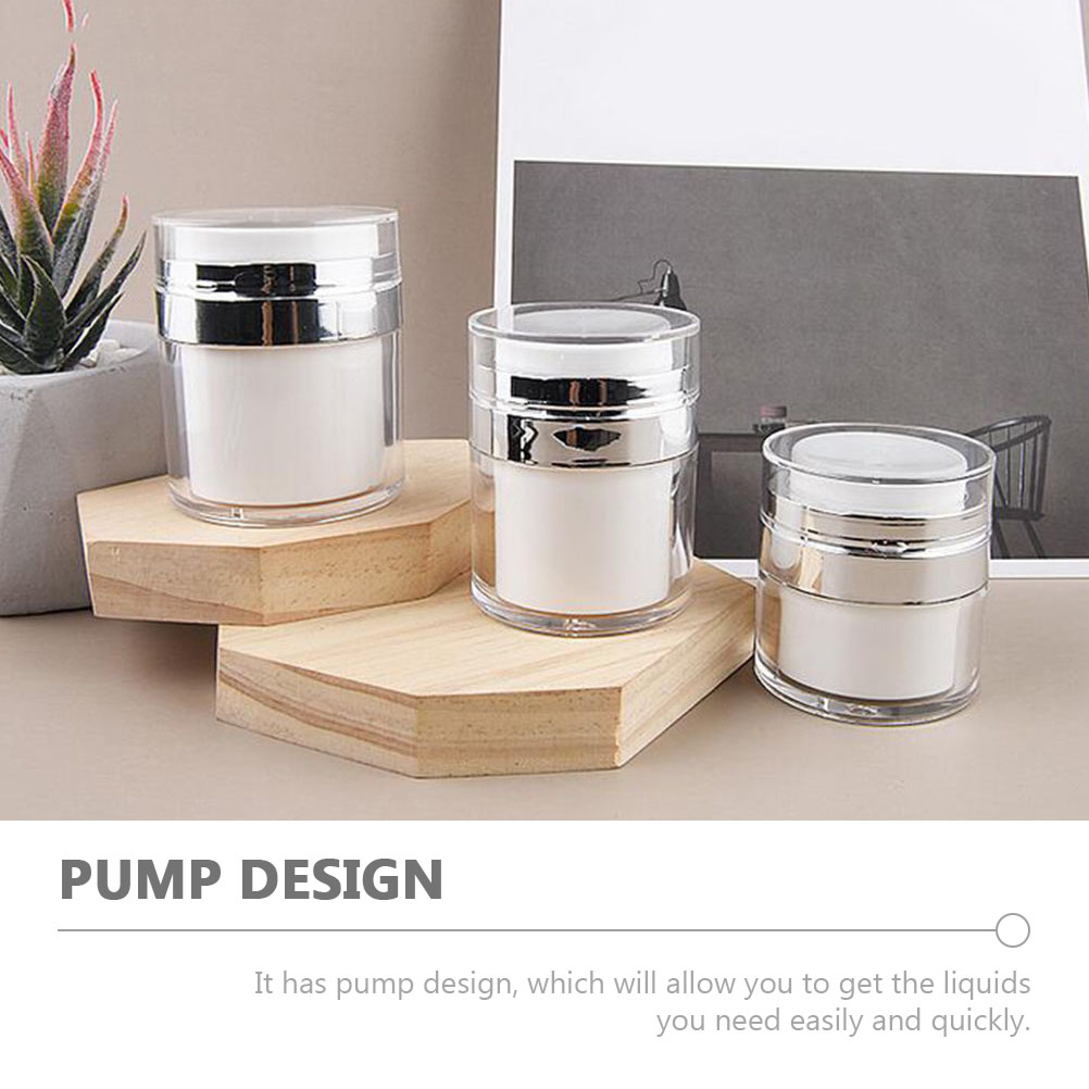 3Pcs Airless Lotion Bottle Portable Cream Sub Bottles Empty Pump Container Travel Toiletry Cosmetics Jar Durable PP