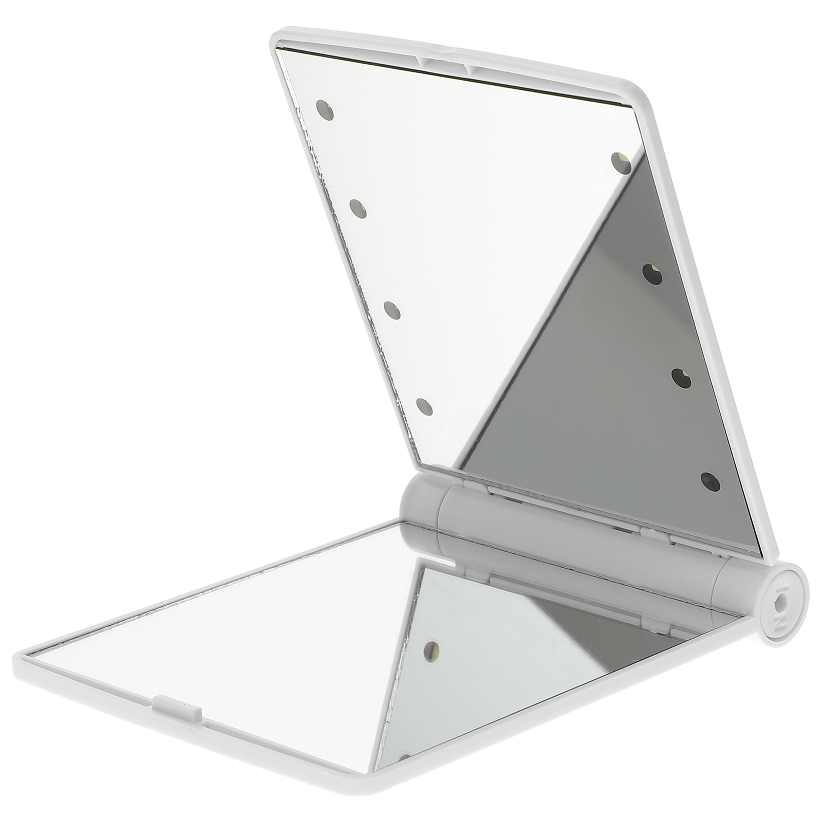 Portable LED Makeup Mirror with Lighted Mini White Travel Vanity Handheld Compact Foldable High Definition for Women