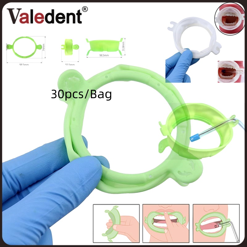 30pcs Dental Mouth Opener Lip Cheek Retractors Wrap Soft Elastic Fixable Tube Holder Smile Face S/M/L Green White