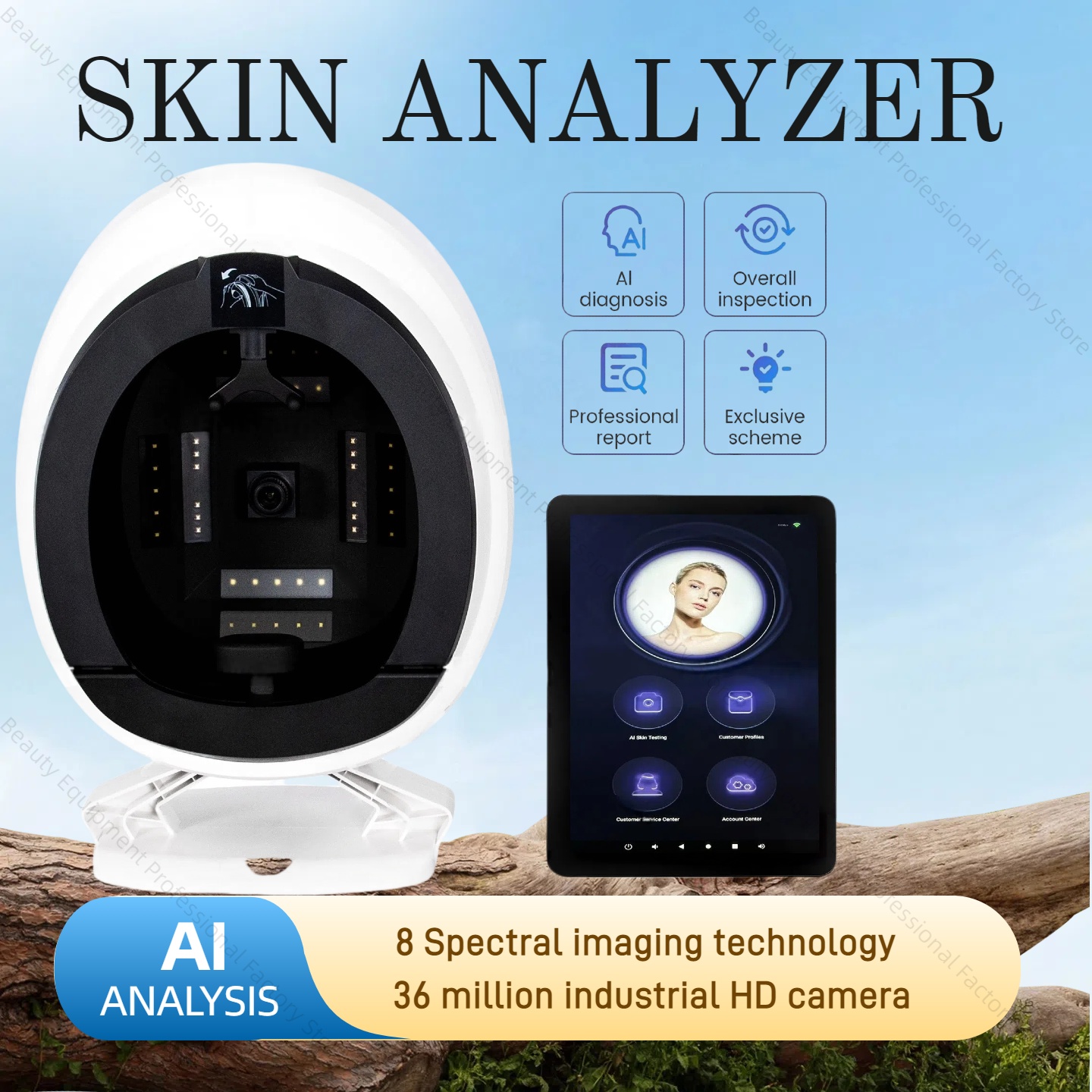 AISIA Q1 AI Facial Skin Analyzer for Detecting Skin Problems 8 Spectrum Professional 3D Skin Detector Beauty Salon Equipment